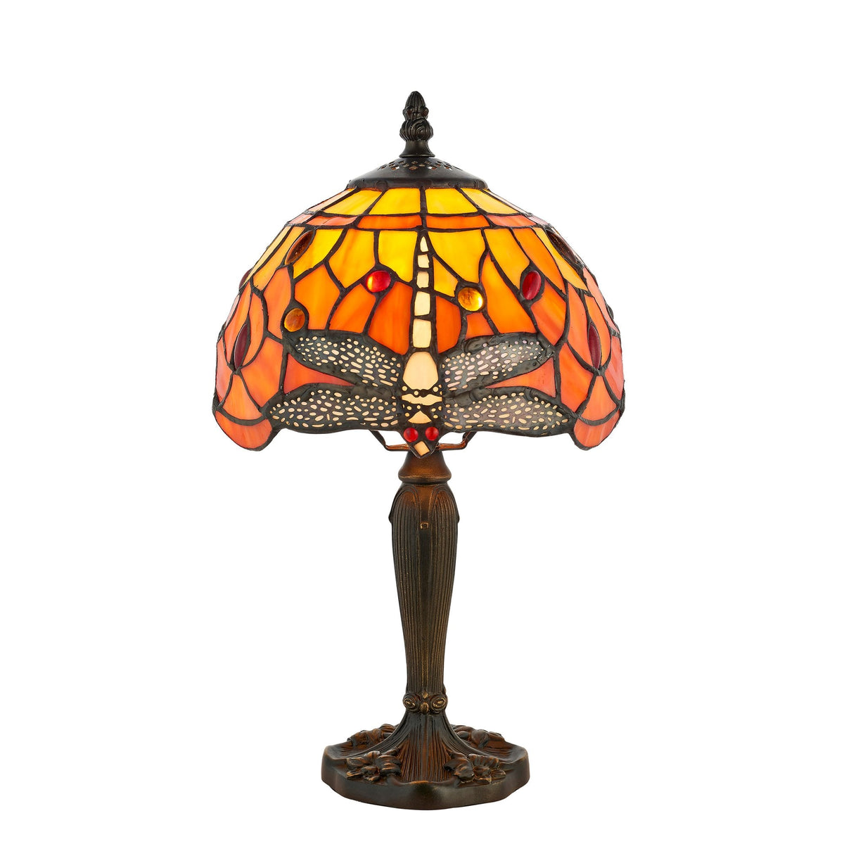 Flame Dragonfly Tiffany Glass Mini Table Lamp