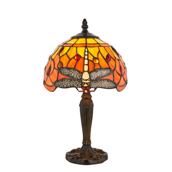 Flame Dragonfly Tiffany Glass Mini Table Lamp