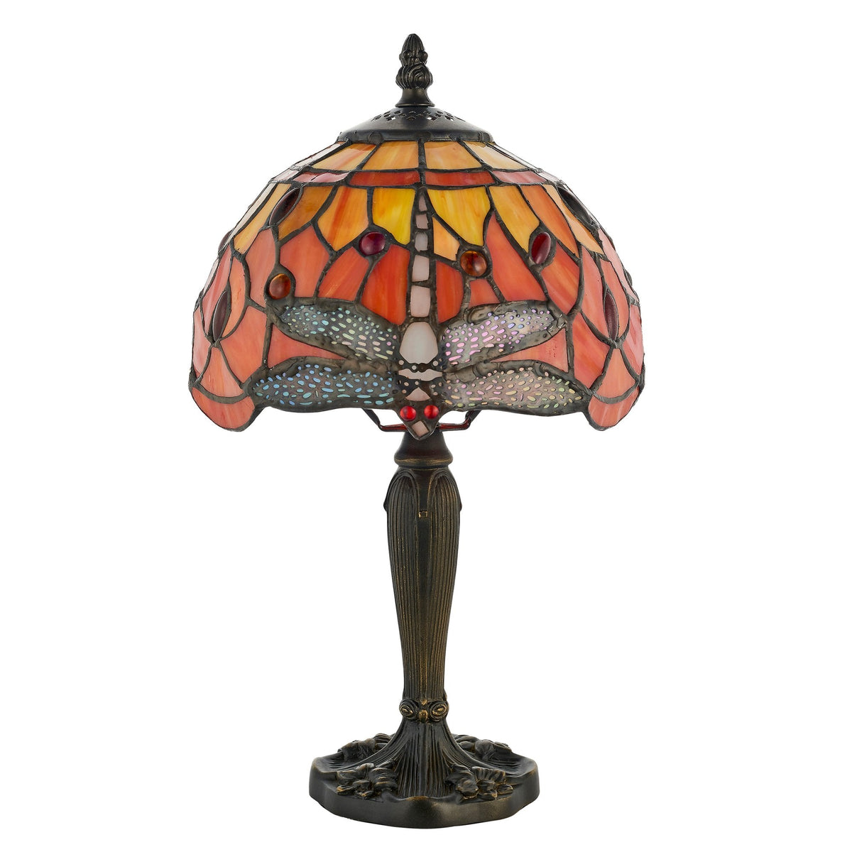 Flame Dragonfly Tiffany Glass Mini Table Lamp