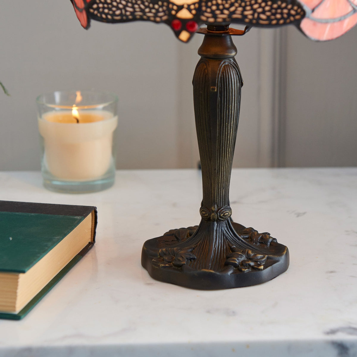 Flame Dragonfly Tiffany Glass Mini Table Lamp