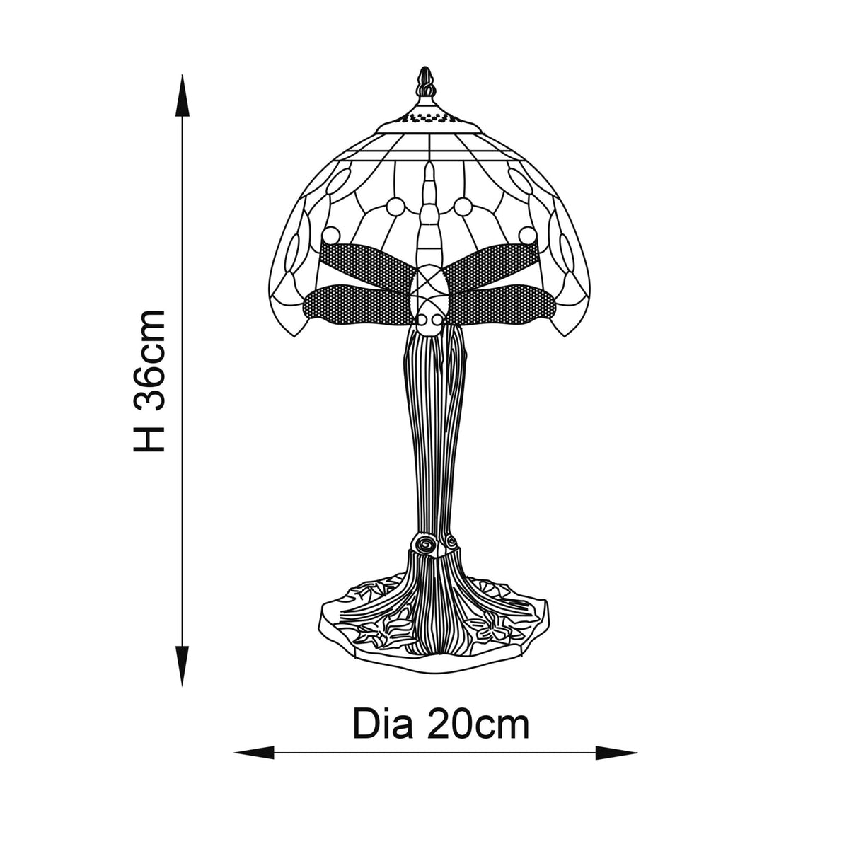 Flame Dragonfly Tiffany Glass Mini Table Lamp