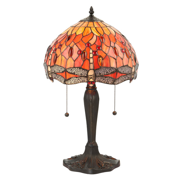 Flame Dragonfly Tiffany Glass Small Table Lamp