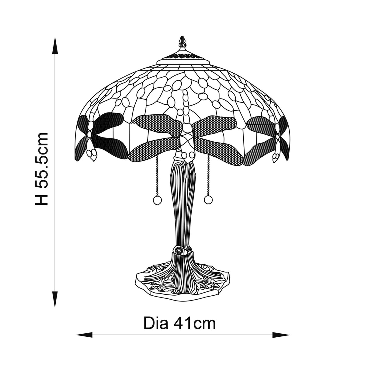 Flame Dragonfly Tiffany Glass Medium Table Lamp