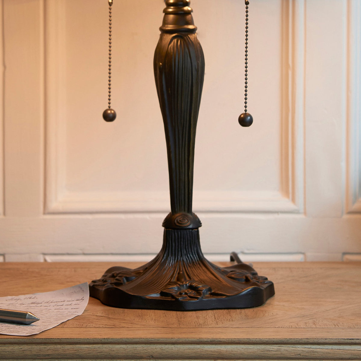 Beige Dragonfly Tiffany Glass Medium Table Lamp