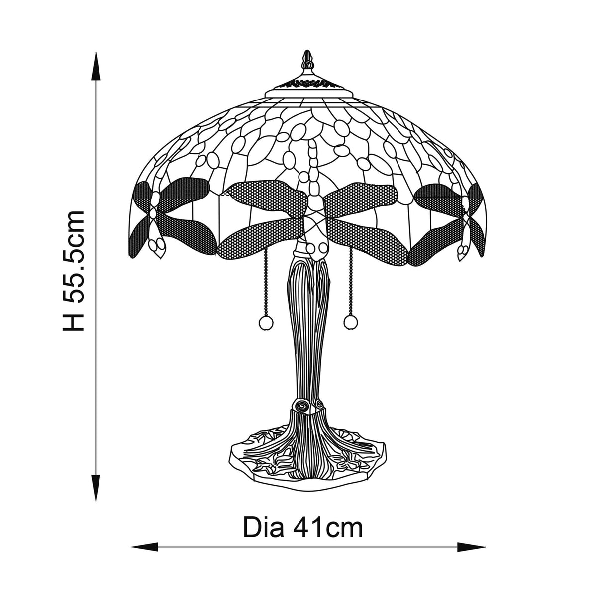 Beige Dragonfly Tiffany Glass Medium Table Lamp