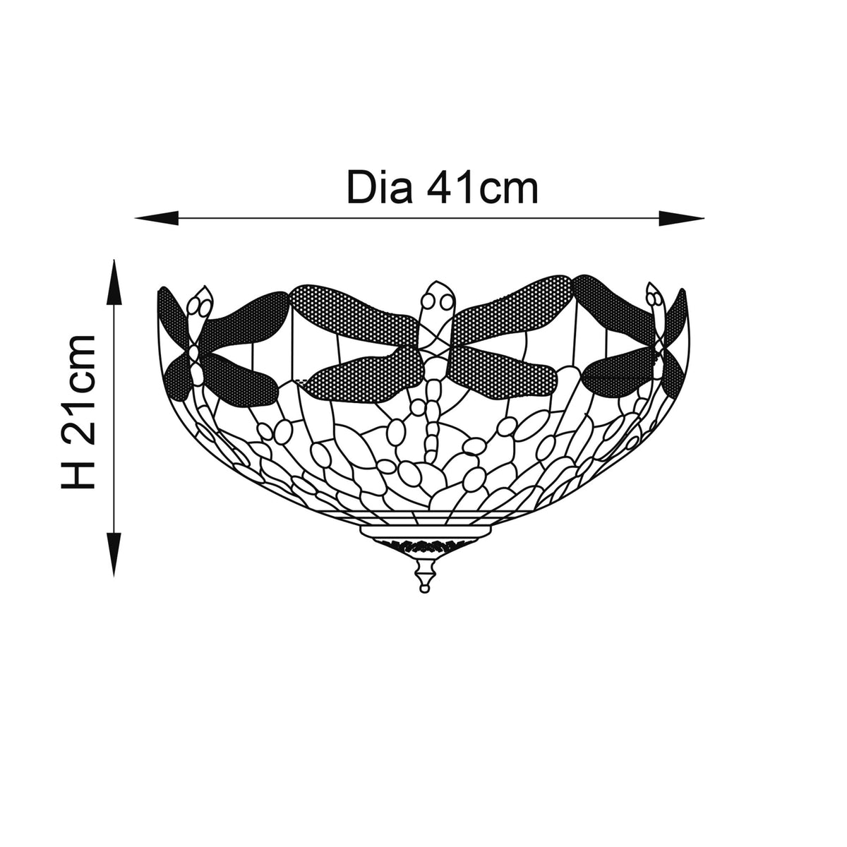 Blue Dragonfly Tiffany Glass Semi Flush Ceiling Light