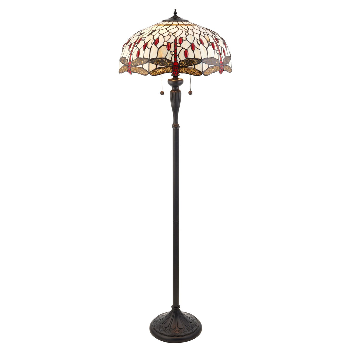 Beige Dragonfly Tiffany Glass Floor Lamp