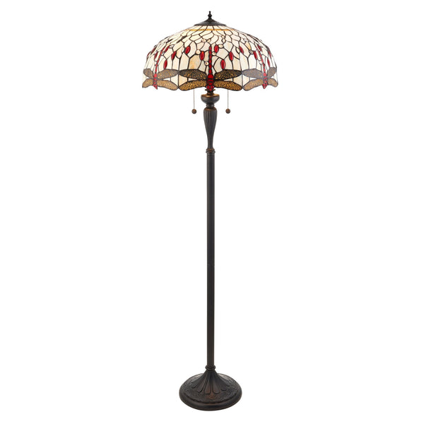 Beige Dragonfly Tiffany Glass Floor Lamp