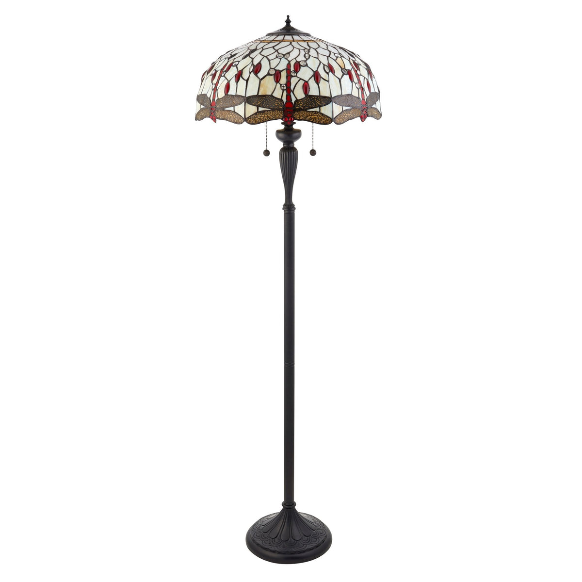 Beige Dragonfly Tiffany Glass Floor Lamp