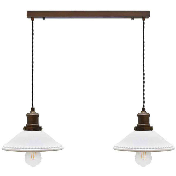 Beaulieu Ceramic Fluted Cone Double Pendant in Antique Bronze