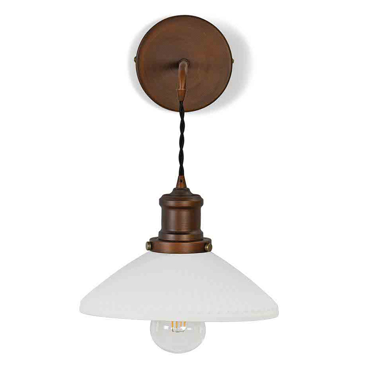 Beaulieu Ceramic Fluted Cone Wall Light in Antique Bronze