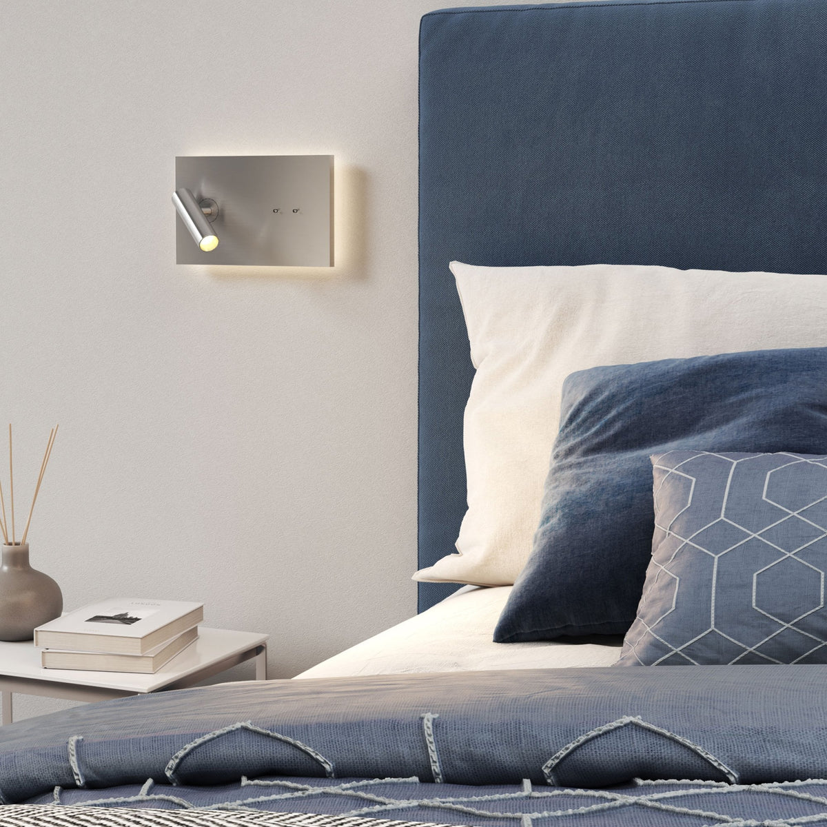 Edge Reader Mini LED Dual Wall & Reading Light in Matt Nickel