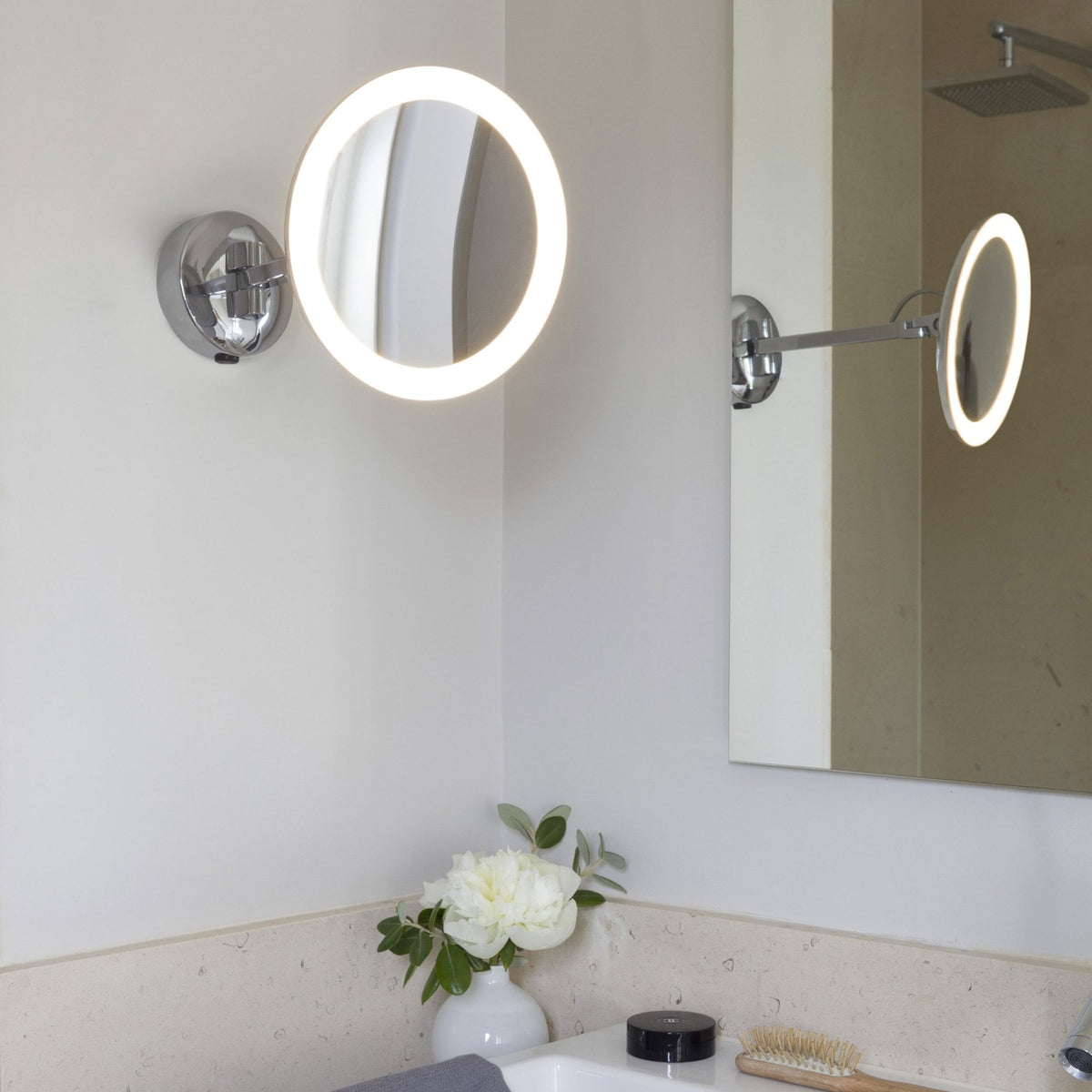 Mascali Chrome LED Round Illuminated Magnifying Mirror