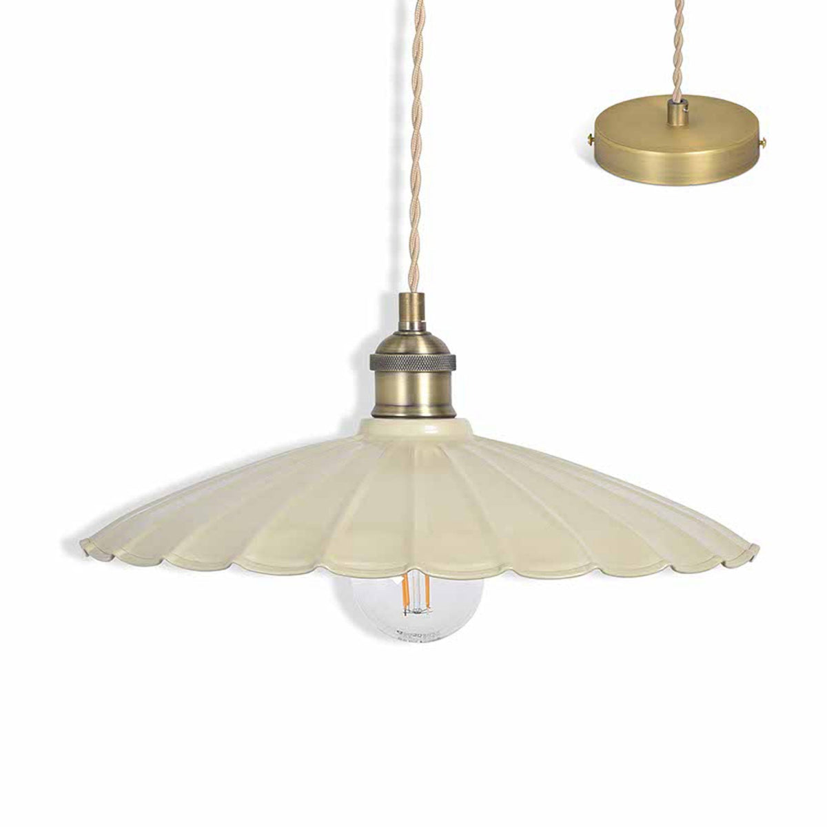 Wanstrow Large Pendant in Brass with Clay Shade