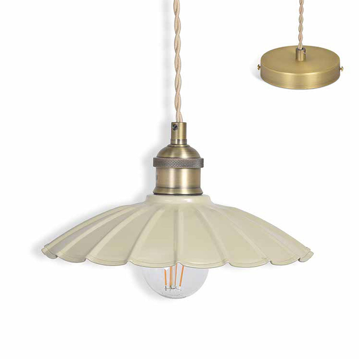 Wanstrow Small Pendant in Brass with Clay Shade