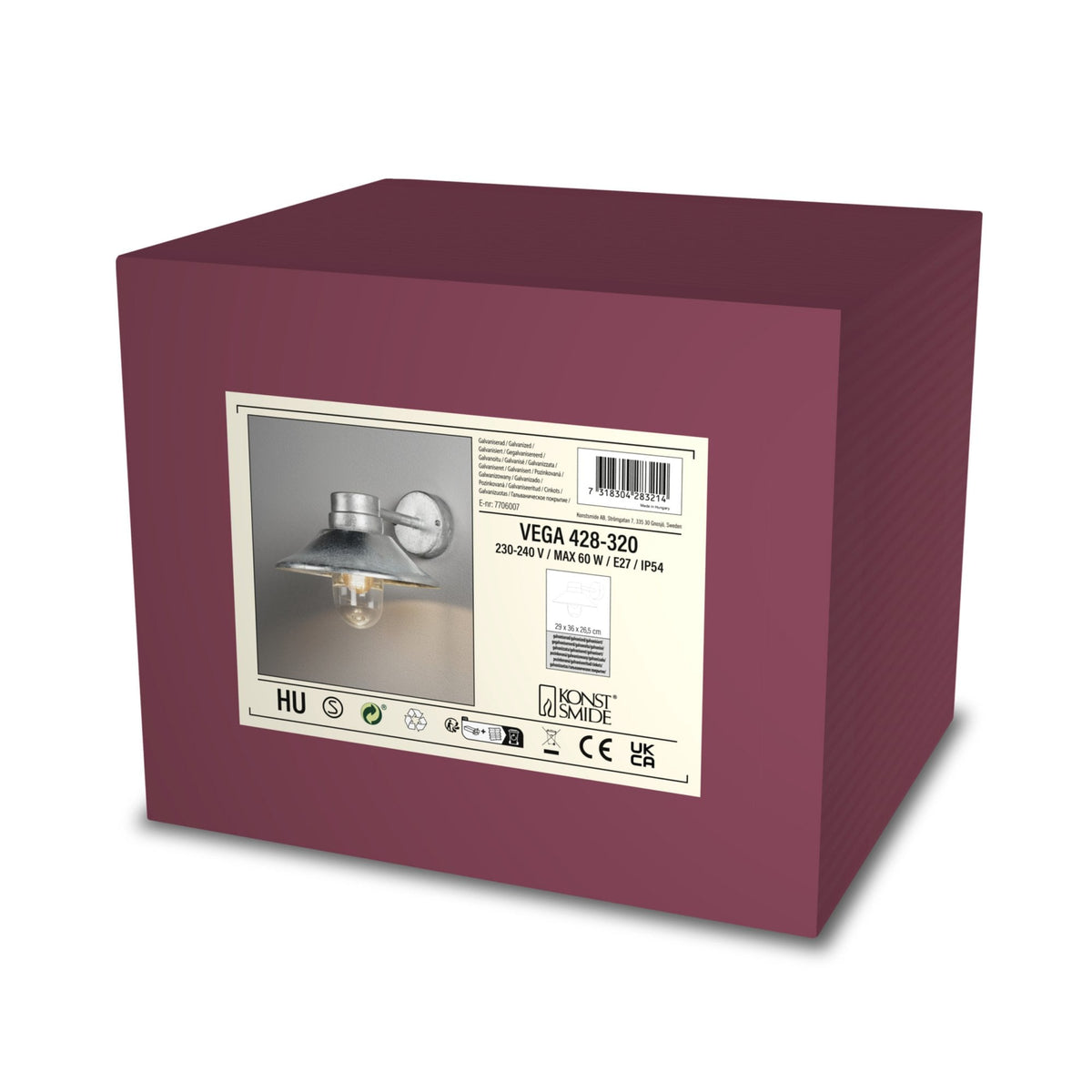 Vega Outdoor IP54 Galvanized Wall Light