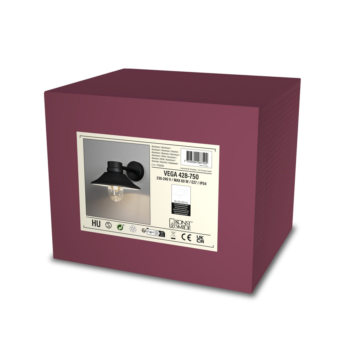 Vega Outdoor IP54 Wall Light in Black