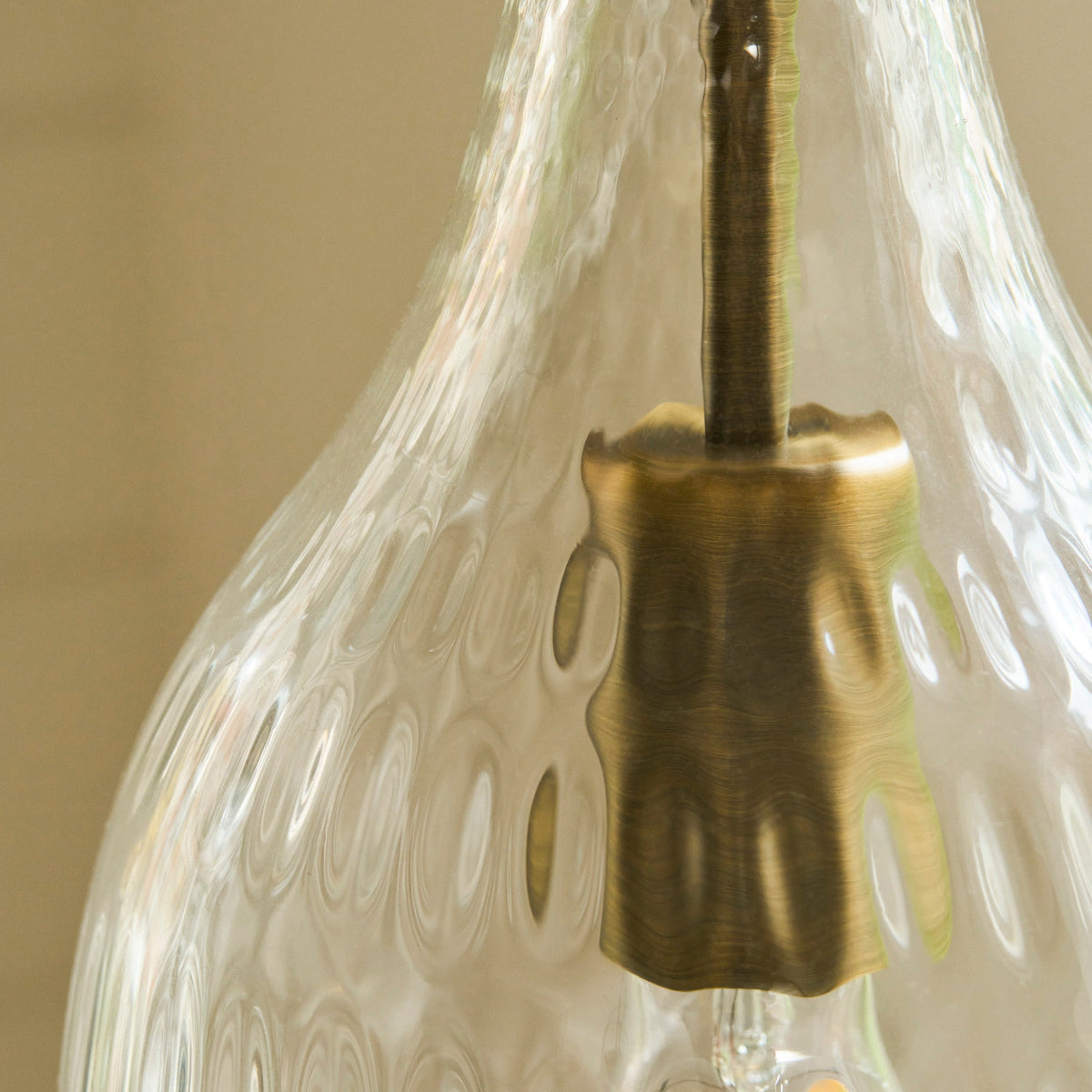 Dovecote Dimple Glass Pendant Light in Antique Bronze