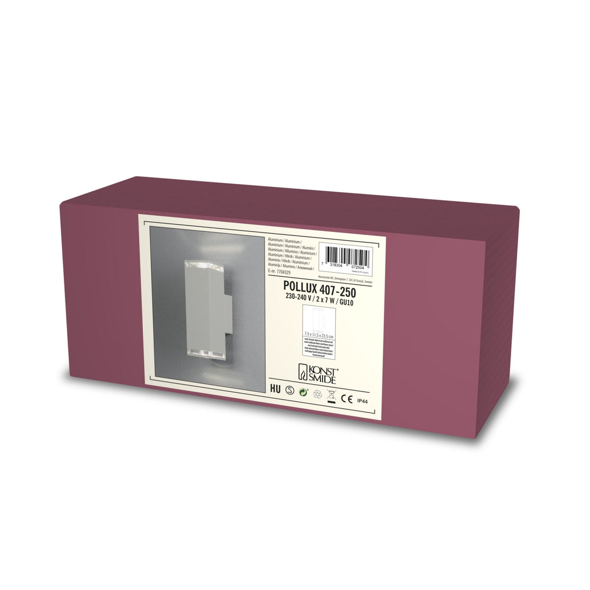 Pollux Banded IP44 Up and Down Wall Light In White