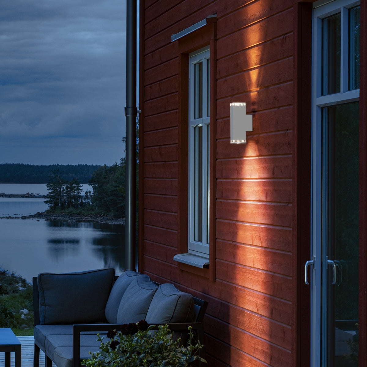 Pollux Banded IP44 Up and Down Wall Light In White