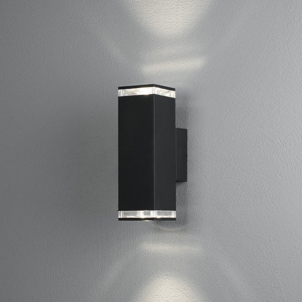 Pollux Banded IP44 Up and Down Wall Light In Black