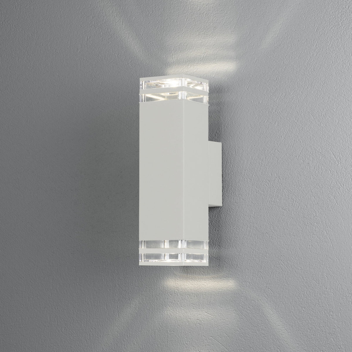 Pollux Double Banded IP44 Up and Down Wall Light In White