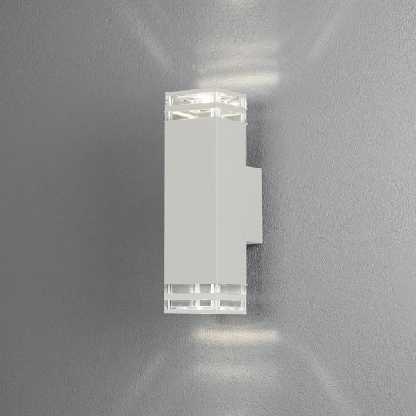 Pollux Double Banded IP44 Up and Down Wall Light In White