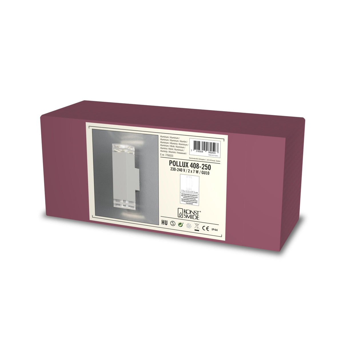 Pollux Double Banded IP44 Up and Down Wall Light In White