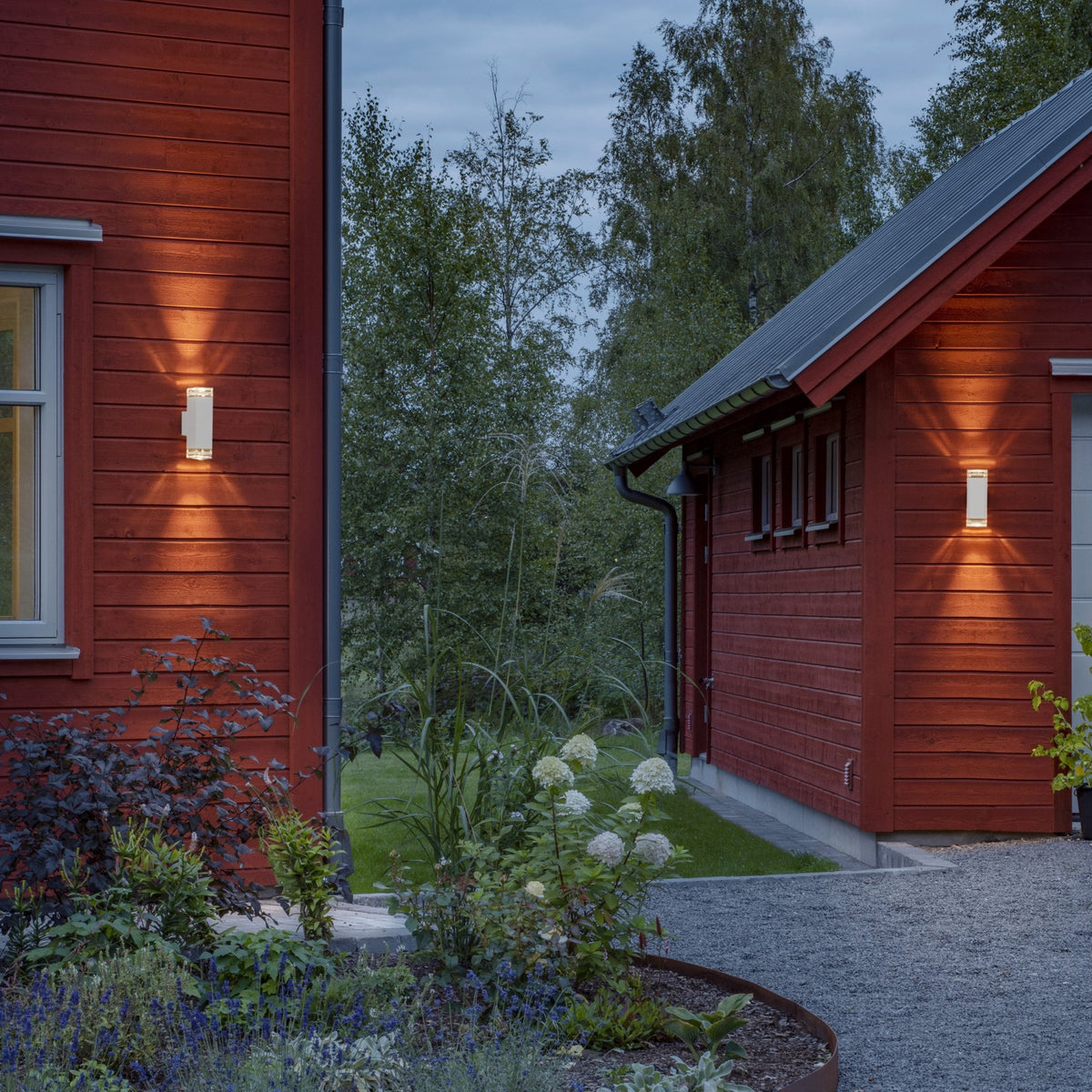 Pollux Double Banded IP44 Up and Down Wall Light In White