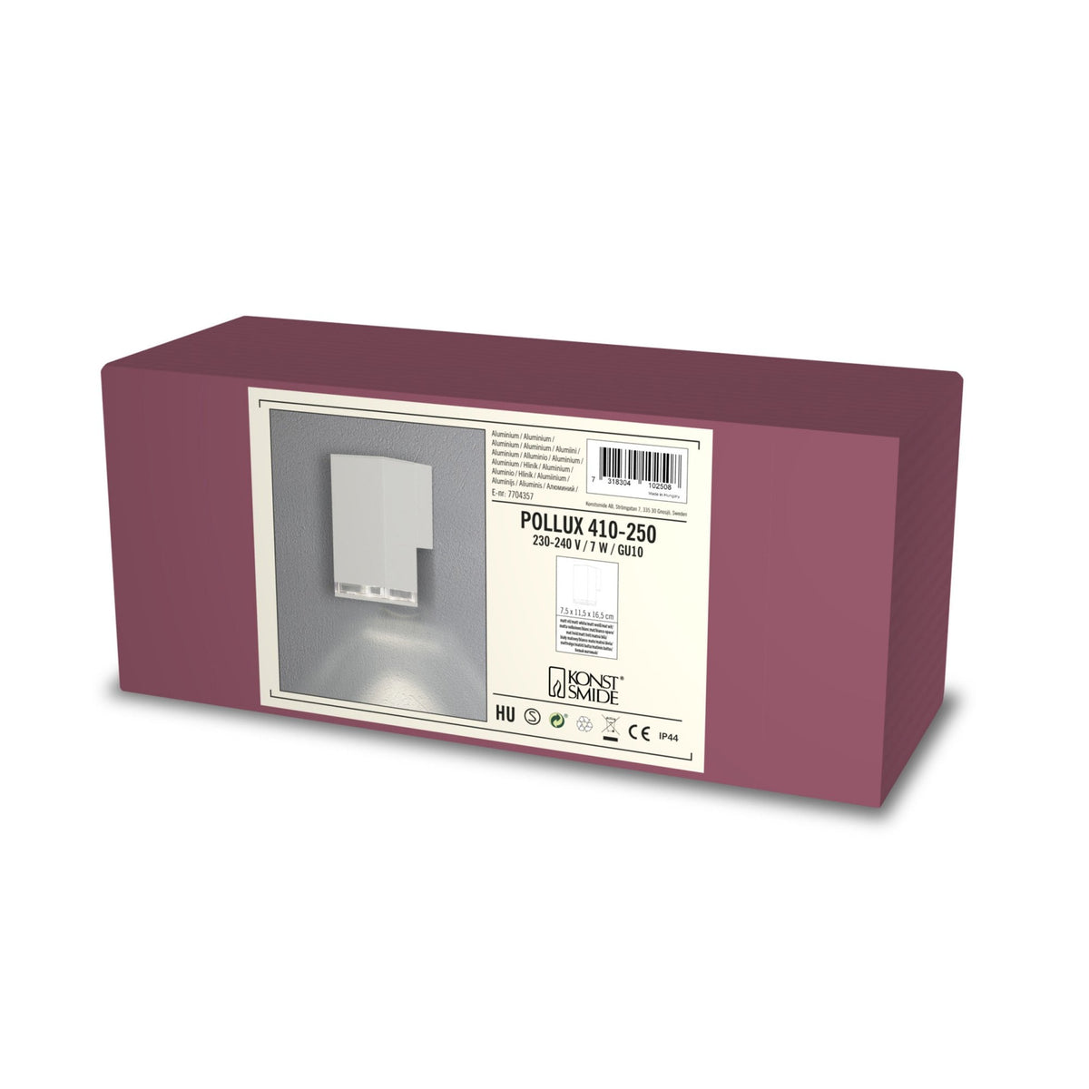 Pollux Banded IP44 Single Wall Light In White