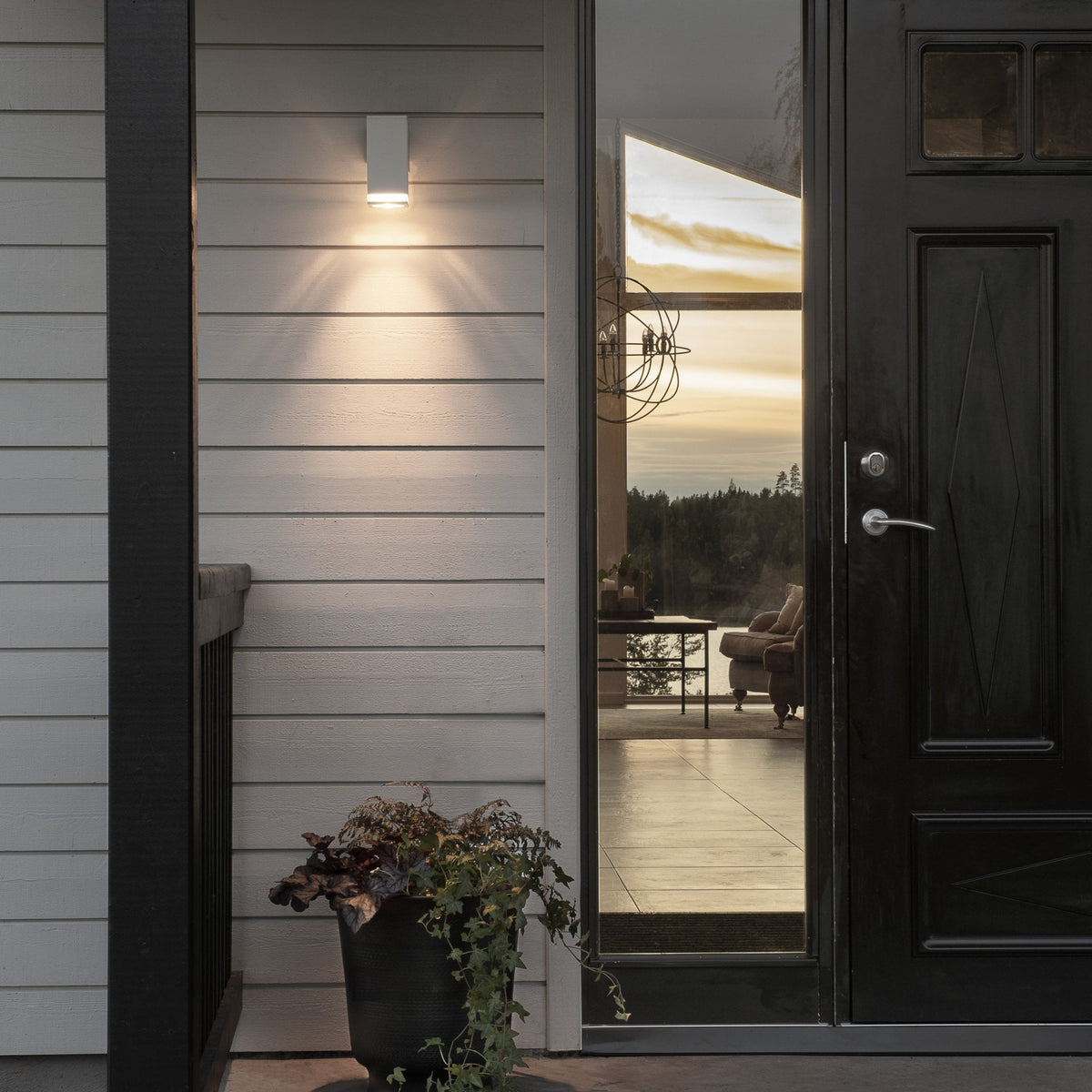 Pollux Banded IP44 Single Wall Light In White