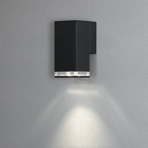 Pollux Banded IP44 Single Wall Light In Black