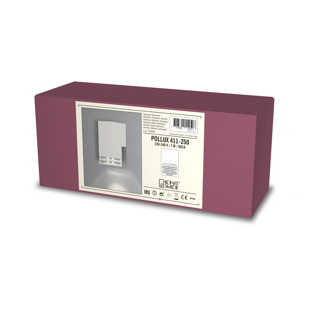 Pollux Double Banded IP44 Single Wall Light In White