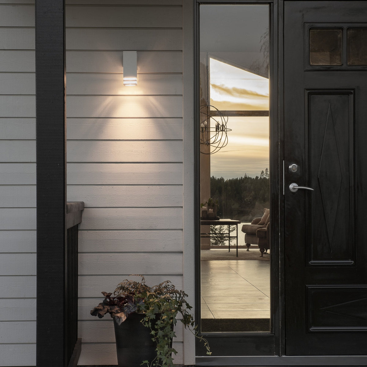 Pollux Double Banded IP44 Single Wall Light In White