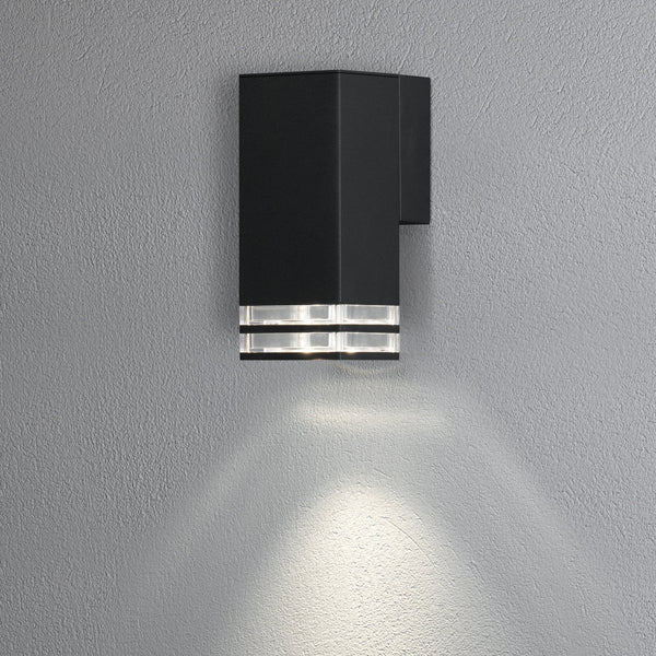Pollux Double Banded IP44 Single Wall Light In Black