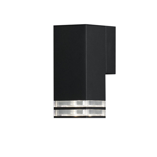 Pollux Double Banded IP44 Single Wall Light In Black