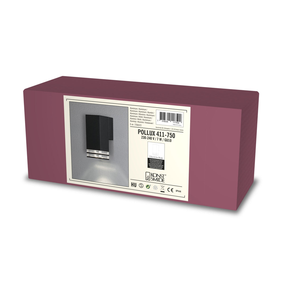 Pollux Double Banded IP44 Single Wall Light In Black