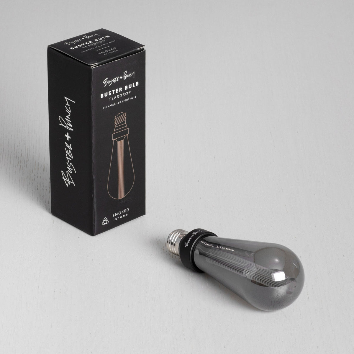 Buster Bulb 2w E27 Teardrop Smoked Dimmable 60 Lumen 2500 Kelvin