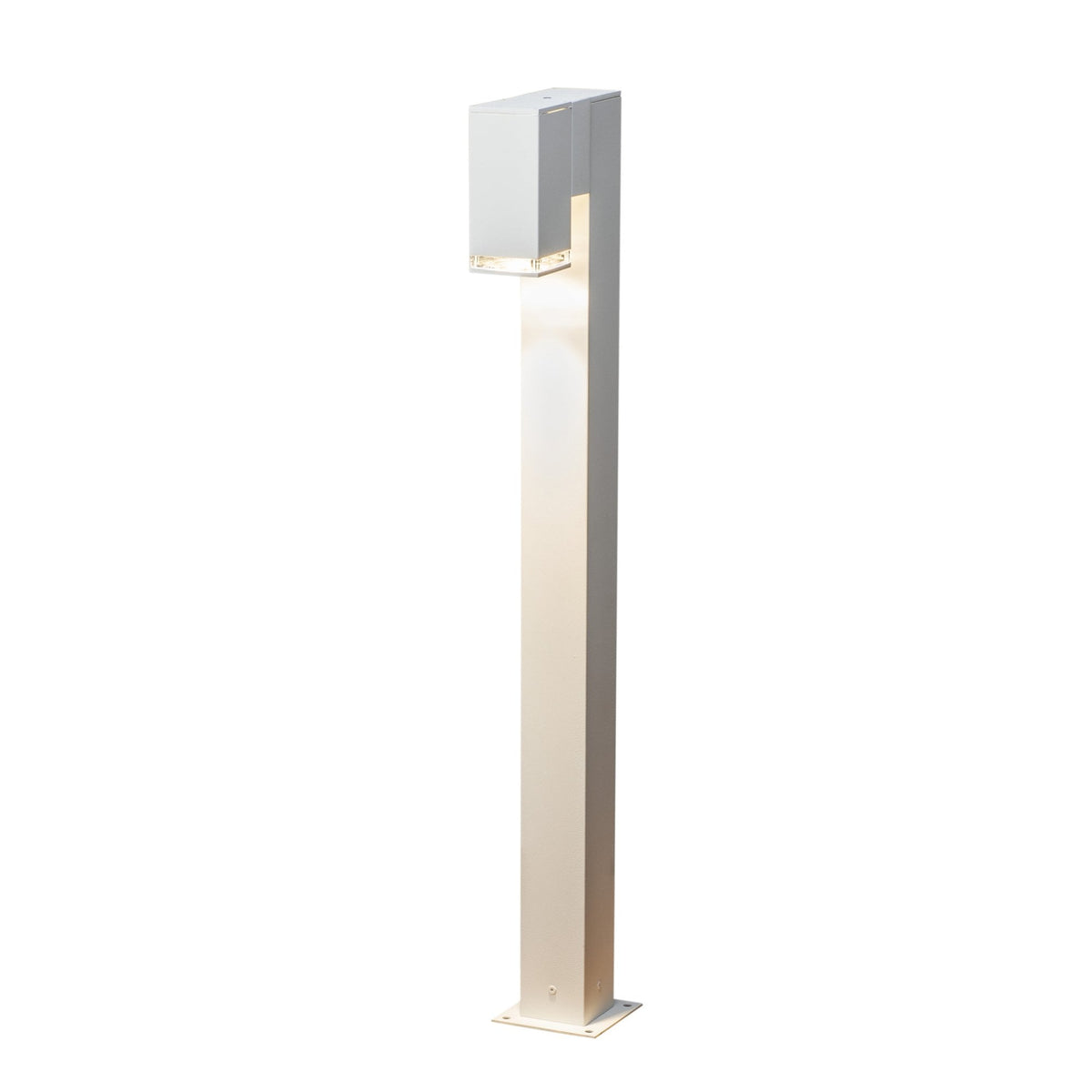 Pollux Banded IP44 Single Bollard Light In White
