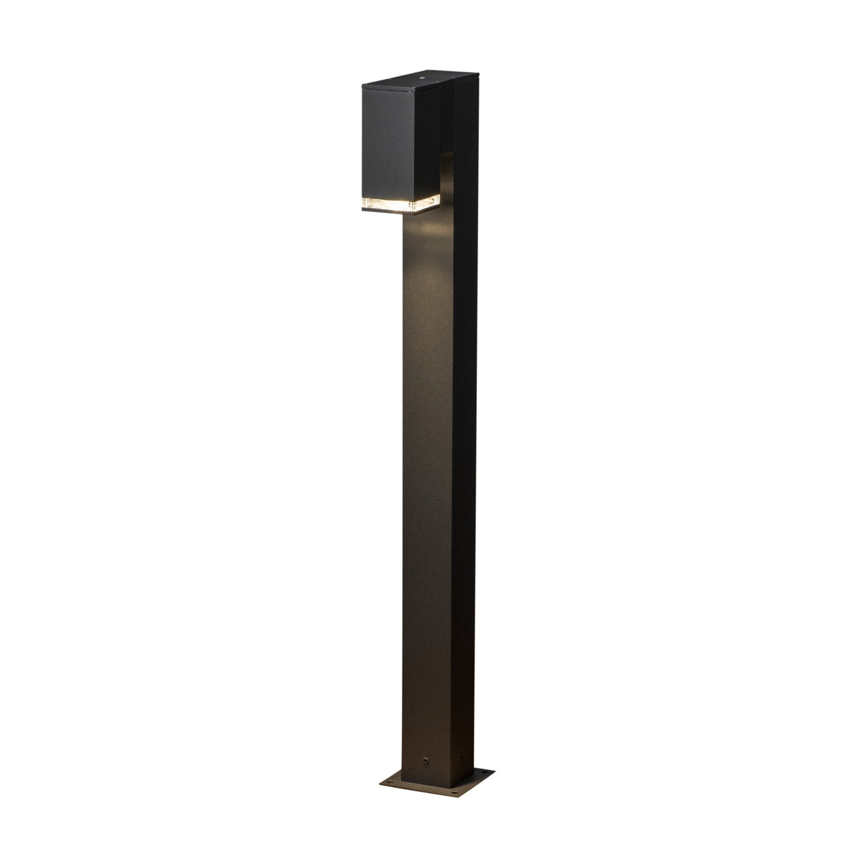 Pollux Banded IP44 Single Bollard Light In Black