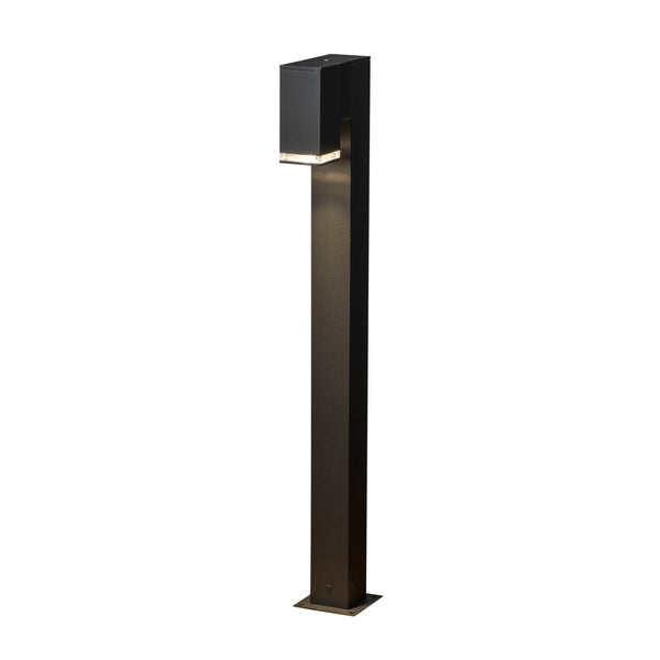 Pollux Banded IP44 Single Bollard Light In Black