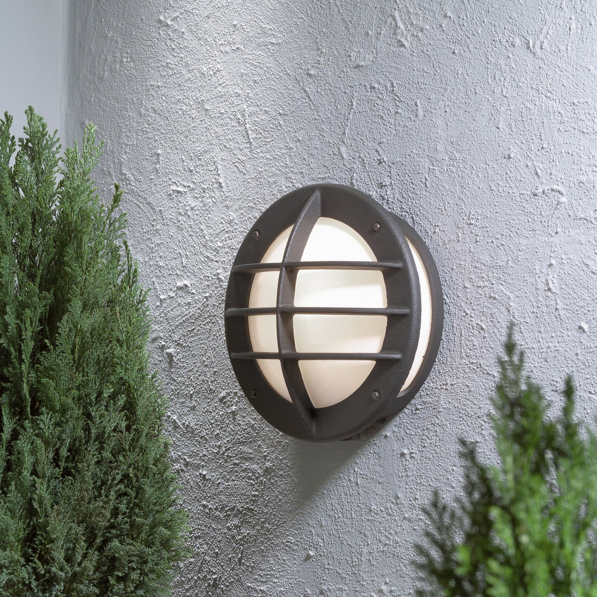 Oden Outdoor Aluminium Wall Light In Matt Black With Frosted Diffuser