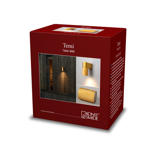 Temi IP54 Single Wall Light In Gold
