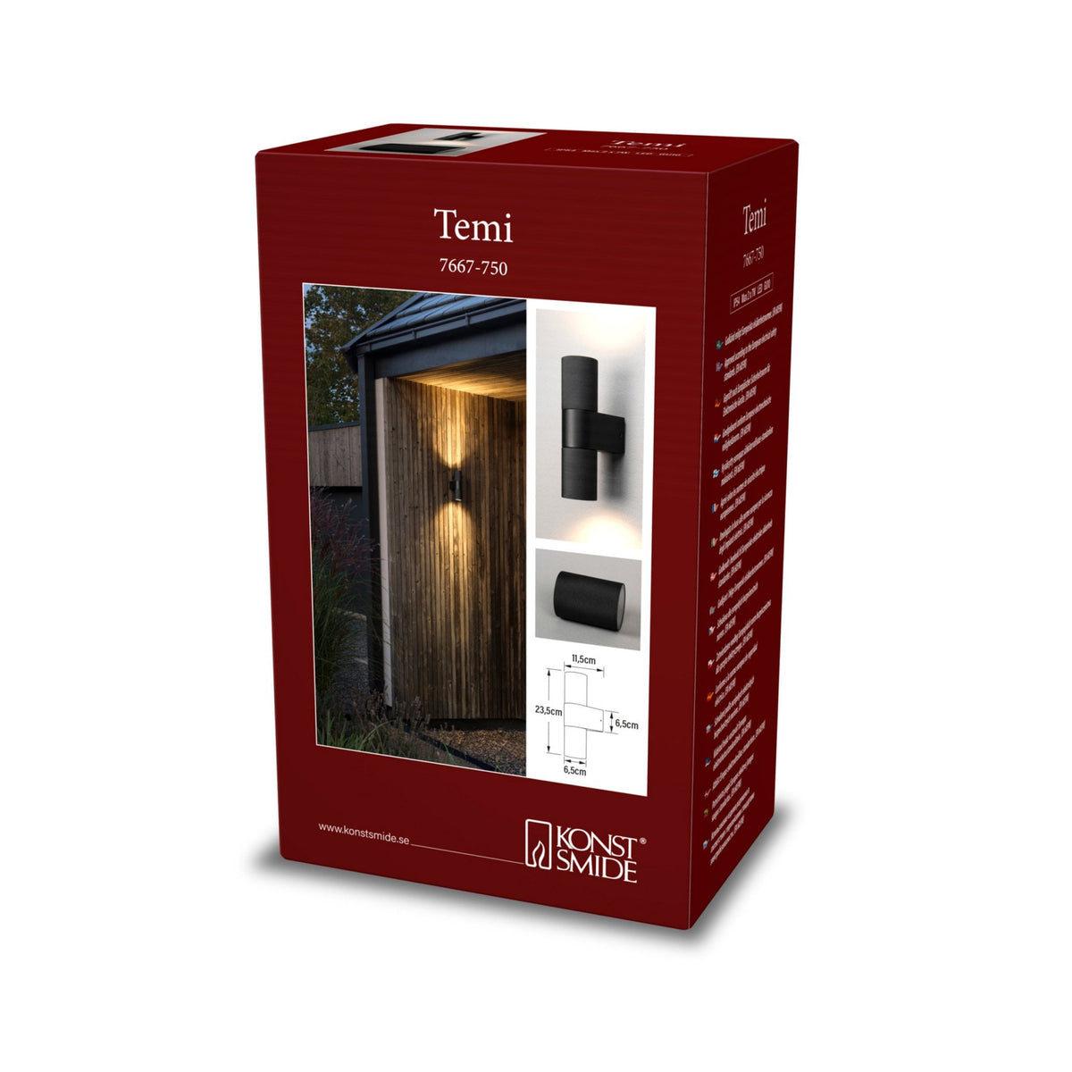 Temi IP54 Up and Down Wall Light In Black