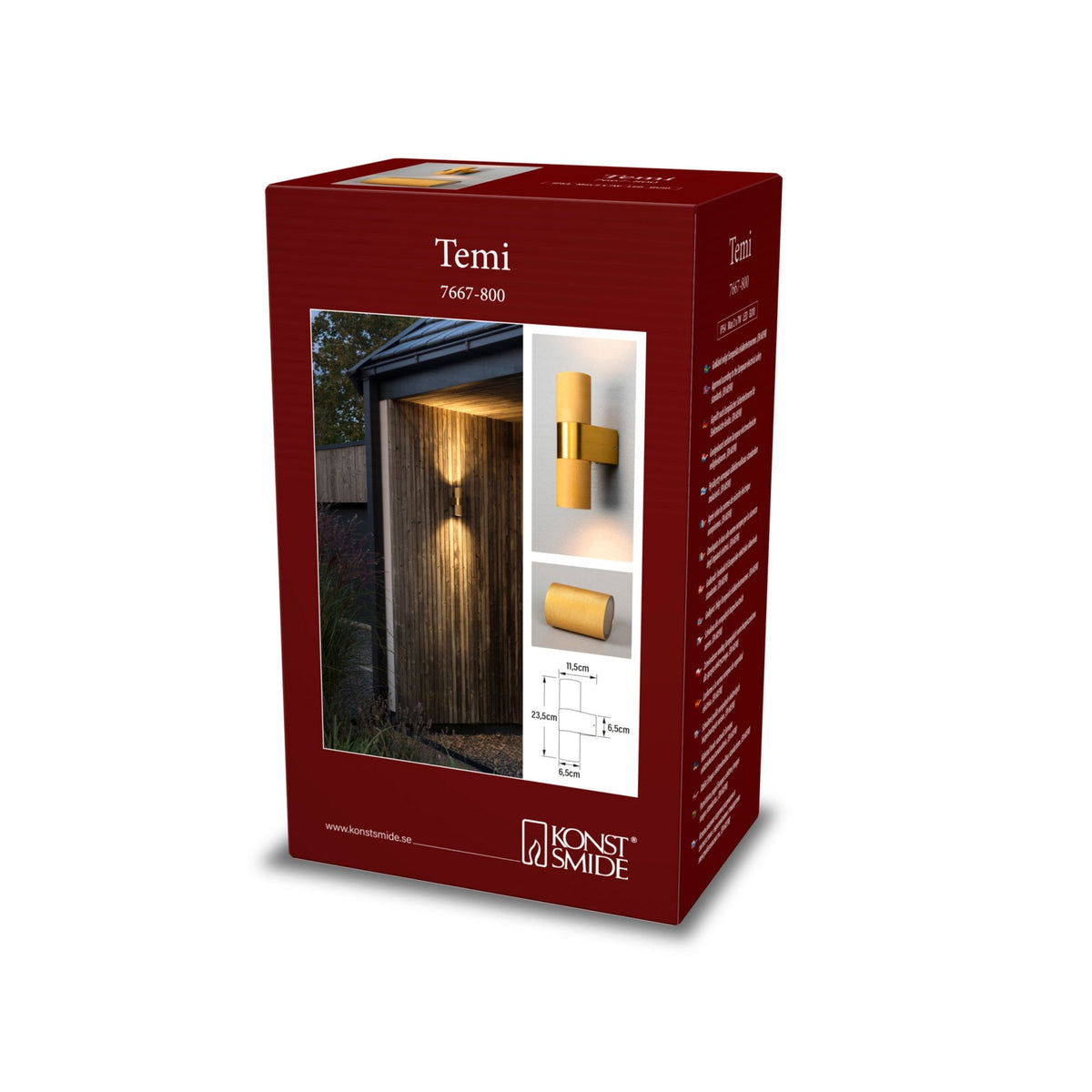 Temi IP54 Up and Down Wall Light In Gold
