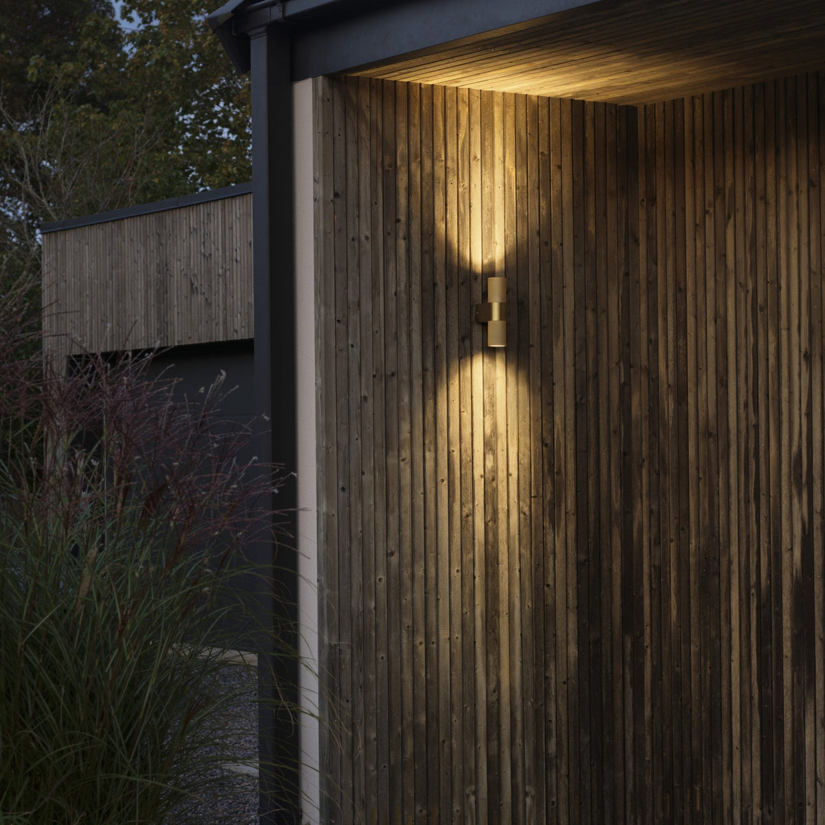 Temi IP54 Up and Down Wall Light In Gold