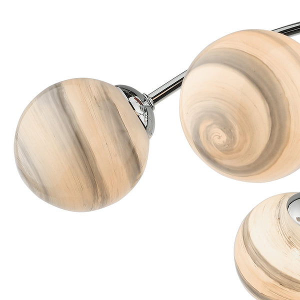 Izzy 6 Light Semi-Flush Ceiling Light In Polished Chrome With Planet Glass Shades