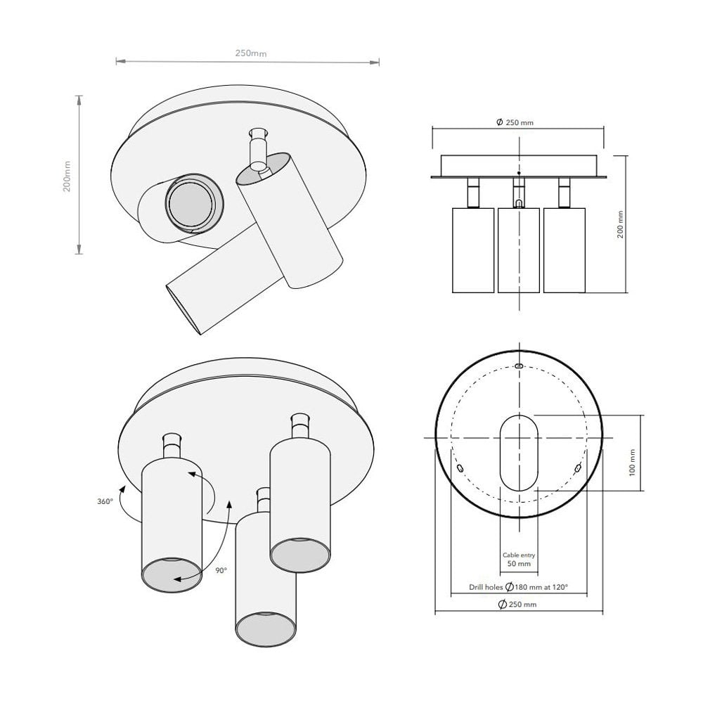 Sofisticato Ceiling Spot Lamp Nr. 24 In Blue Steel