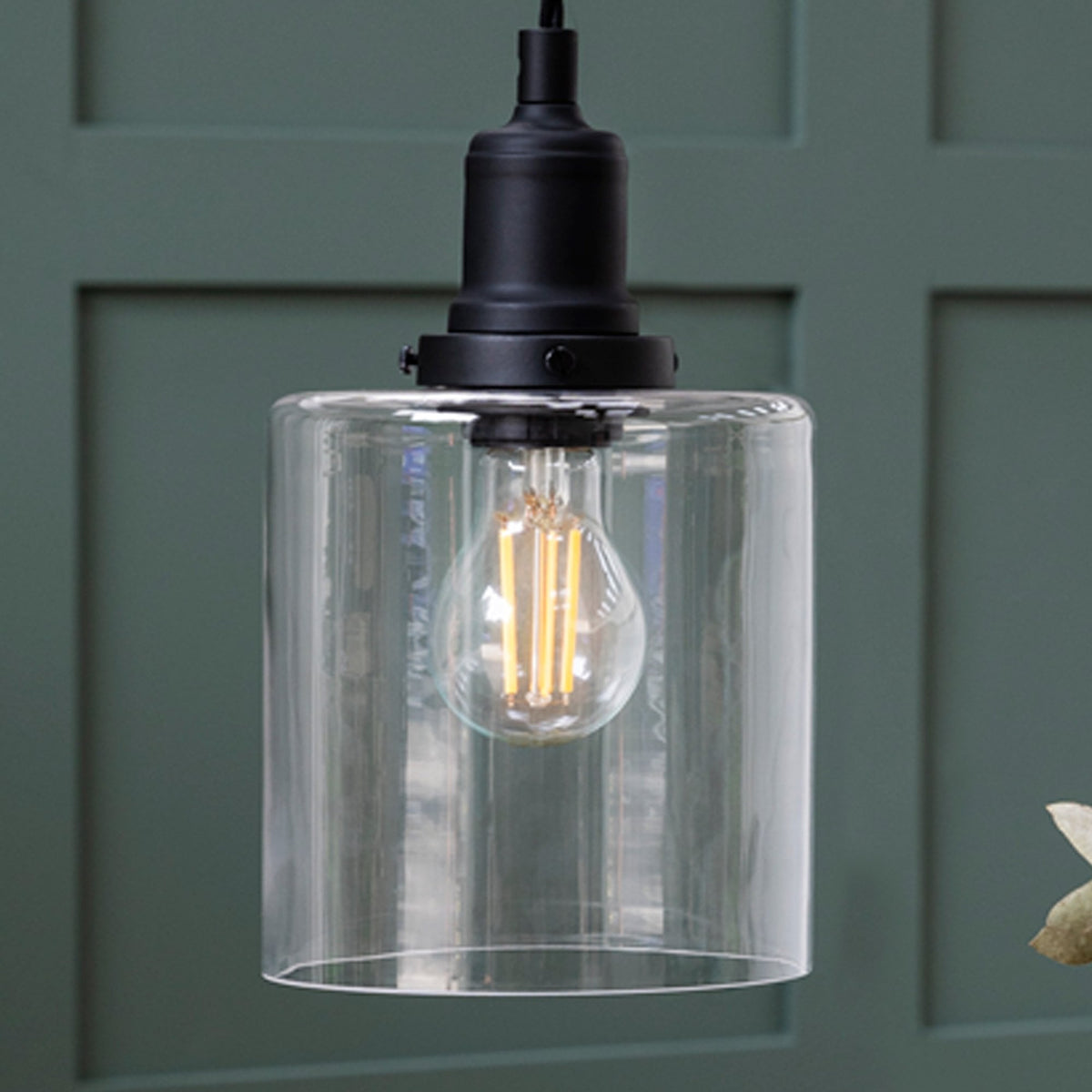 Hoxton Cylinder E27 Pendant Light in Matt Black