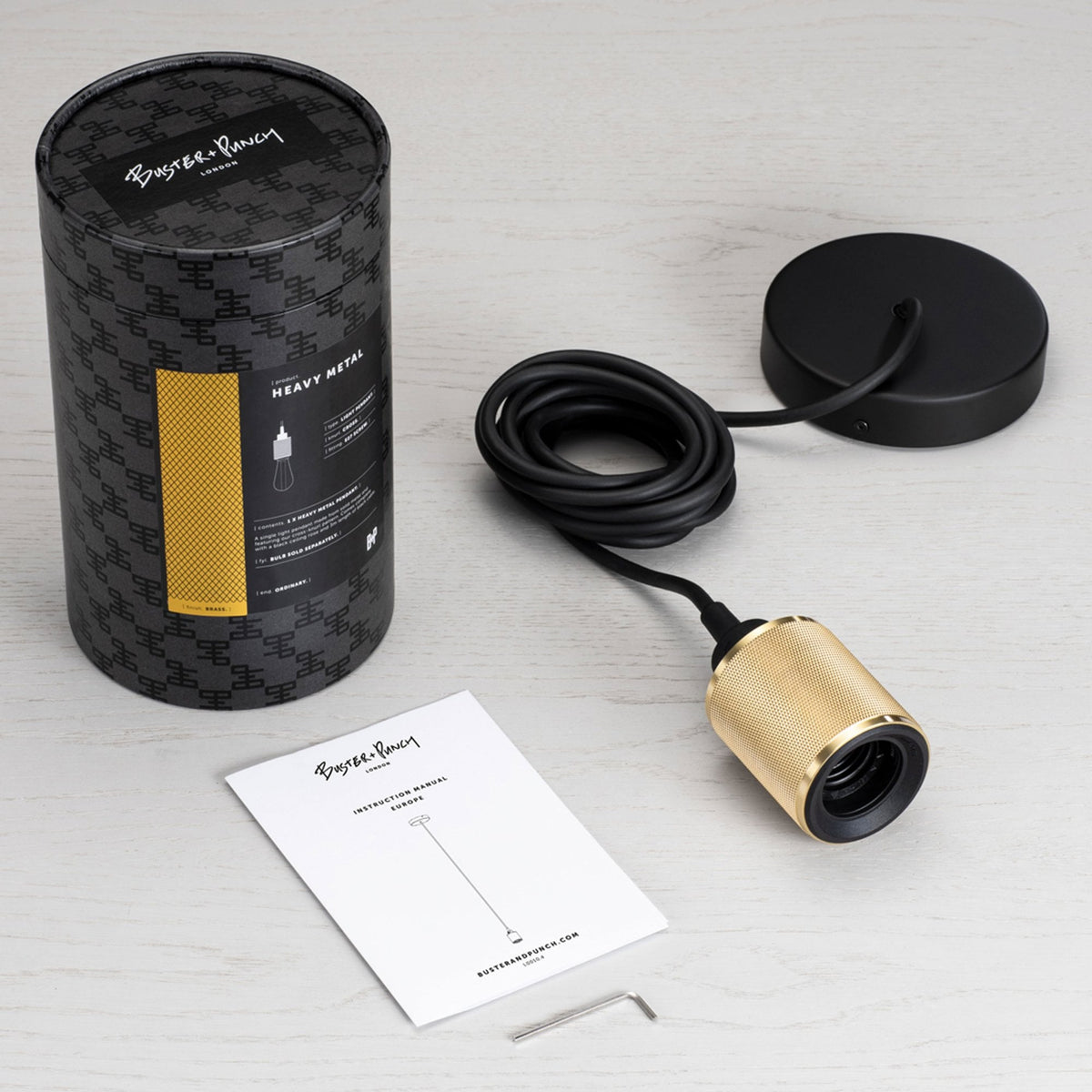 Heavy Metal Single Drop Cross Knurl Pendant in a Brass Finish